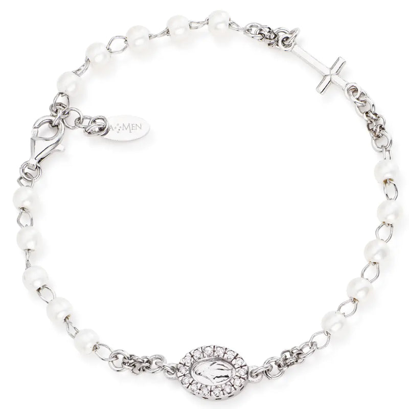 Amen Rosenkranz Silberarmband 925 Sterling Silber