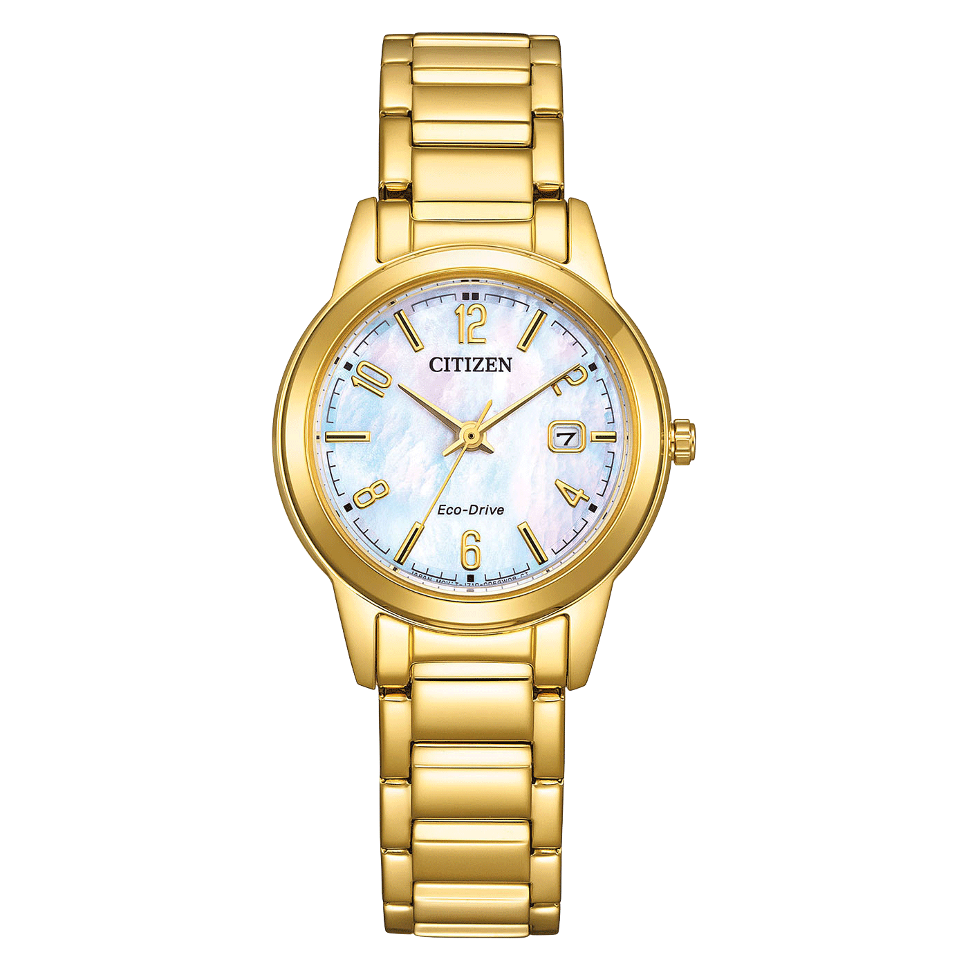 Citizen Eco Drive Damenuhr FE1242-78D Solar Gold Perlmutt Edelstahl ...