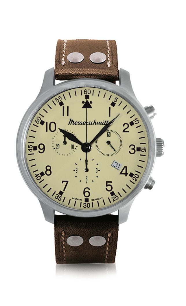Messerschmitt Flieger 202 Chronograph Herrenuhr ME-3H268-L Braun, Beige ...
