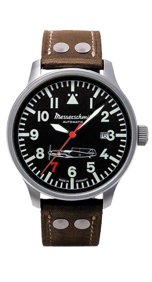 Messerschmitt Flieger Rote 7 Automatik Herrenuhr - 109 - 42R7 - A - Jetzt bei clockchasers.com kaufen