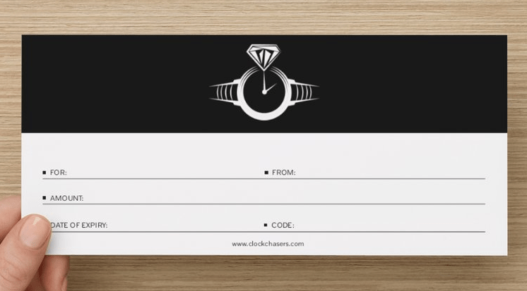 CLOCKCHASERS - Gutscheinkarte - Jetzt bei clockchasers.com kaufen